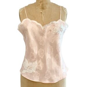 Vtg Victoria’s Secret Gold Label Pink Floral Pearl Cami Camisole Lingerie Tank